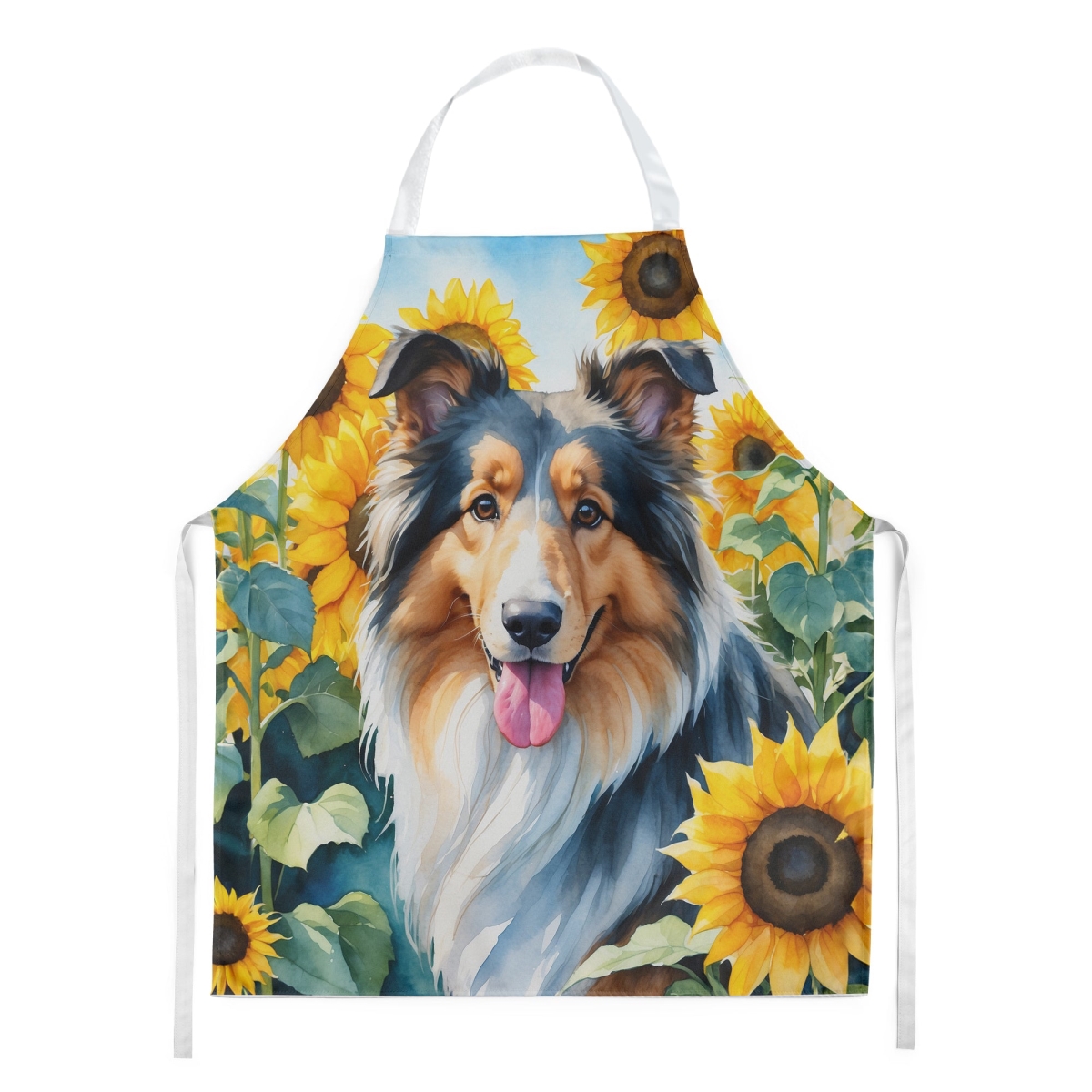 Picture of Carolines Treasures DAC6061APRON 30 x 27 in. Collie in Sunflowers Apron