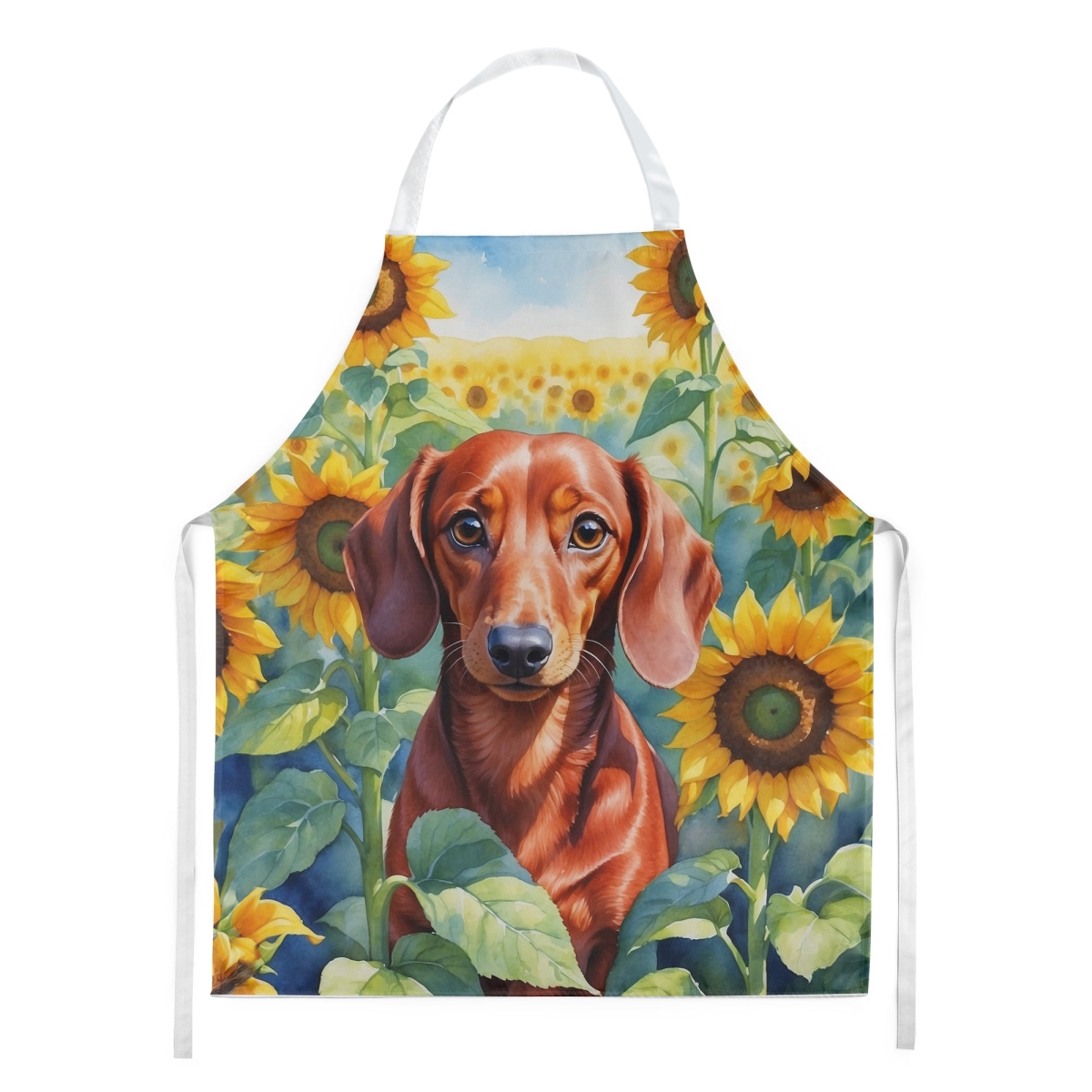 Picture of Carolines Treasures DAC6065APRON 30 x 27 in. Dachshund in Sunflowers Apron