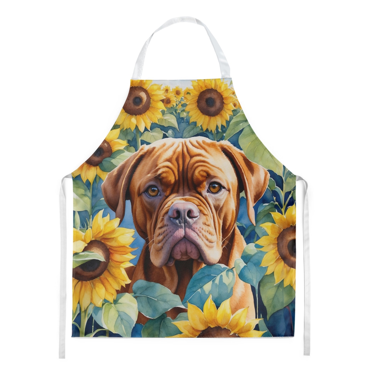 Picture of Carolines Treasures DAC6069APRON 30 x 27 in. Dogue De Bordeaux in Sunflowers Apron