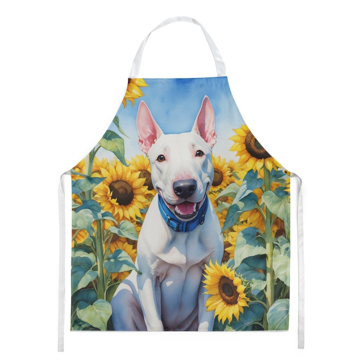 Picture of Carolines Treasures DAC6071APRON 30 x 27 in. English Bull Terrier in Sunflowers Apron