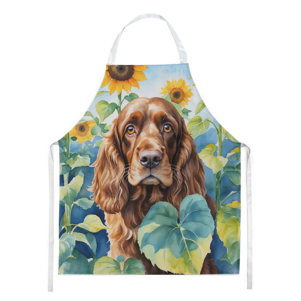 Picture of Carolines Treasures DAC6073APRON 30 x 27 in. English Cocker Spaniel in Sunflowers Apron