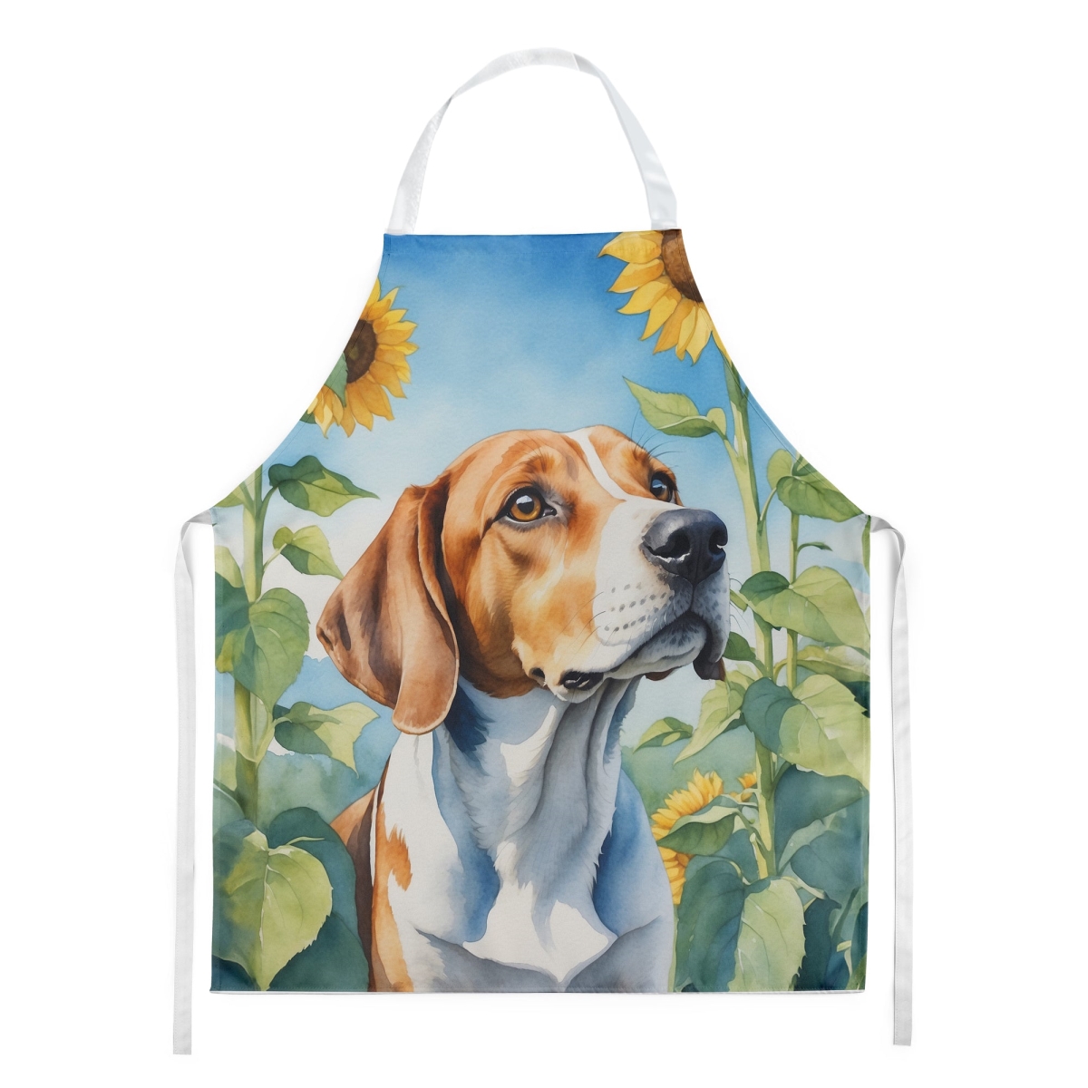 Picture of Carolines Treasures DAC6074APRON 30 x 27 in. English Foxhound in Sunflowers Apron