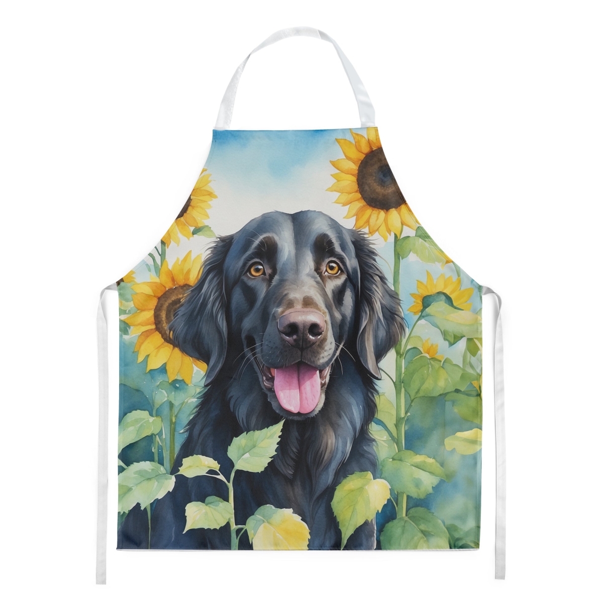 Picture of Carolines Treasures DAC6078APRON 30 x 27 in. Flat-Coated Retriever in Sunflowers Apron
