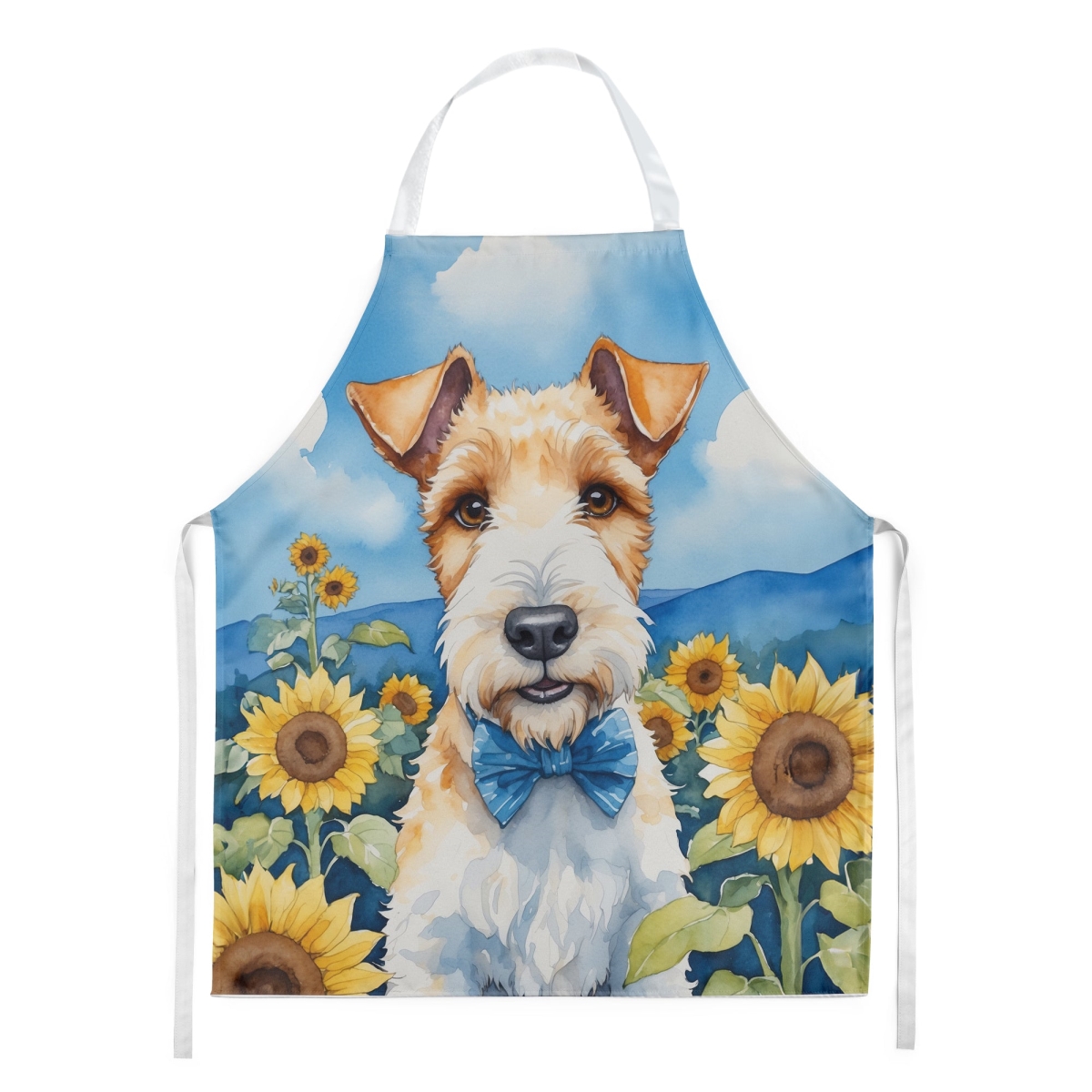 Picture of Carolines Treasures DAC6079APRON 30 x 27 in. Fox Terrier in Sunflowers Apron