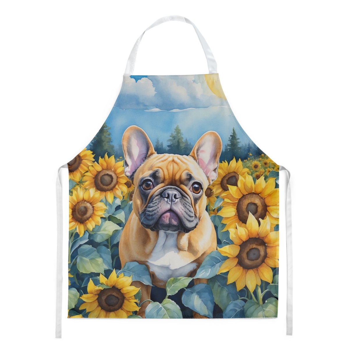 Picture of Carolines Treasures DAC6080APRON 30 x 27 in. French Bulldog in Sunflowers Apron