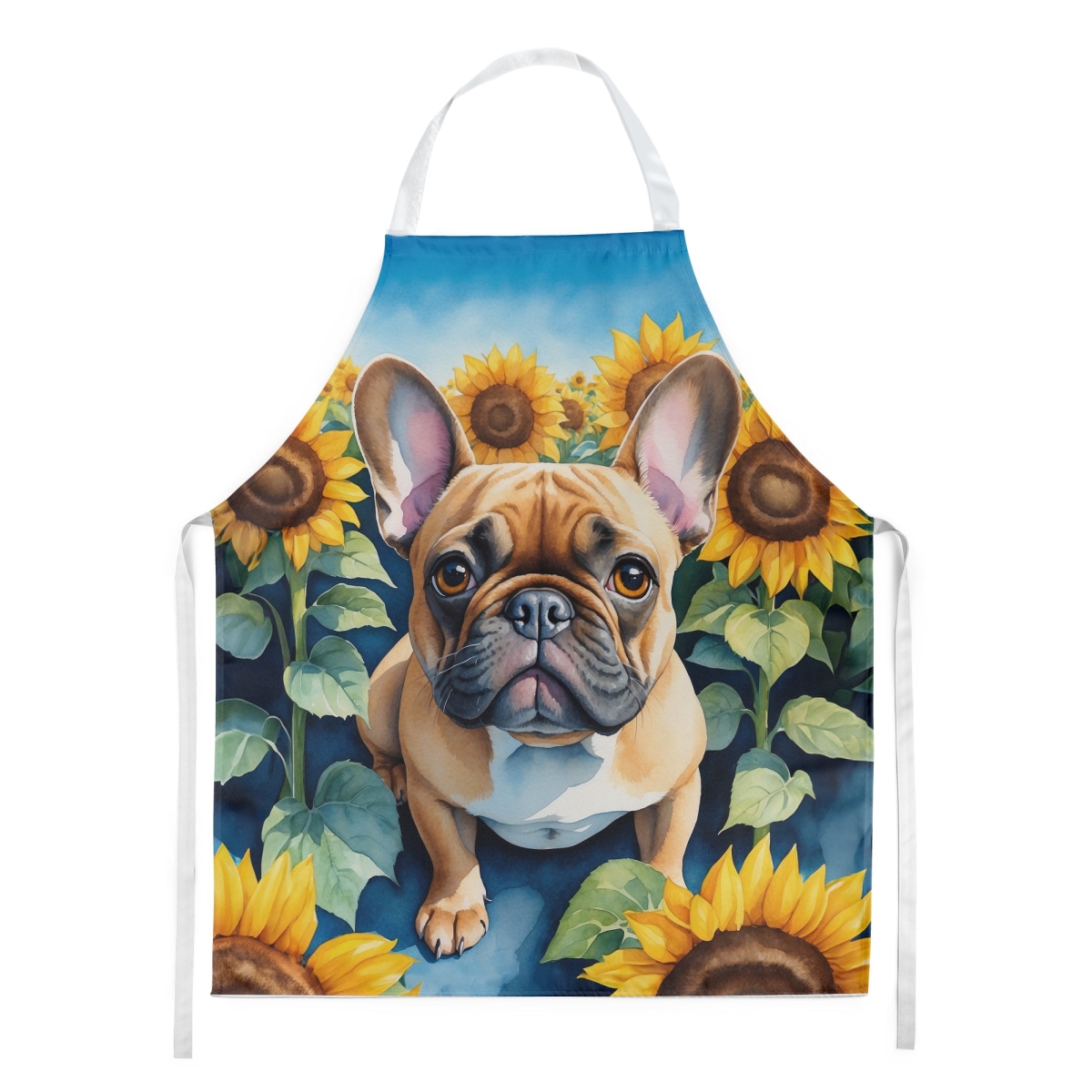 Picture of Carolines Treasures DAC6081APRON 30 x 27 in. French Bulldog in Sunflowers Apron
