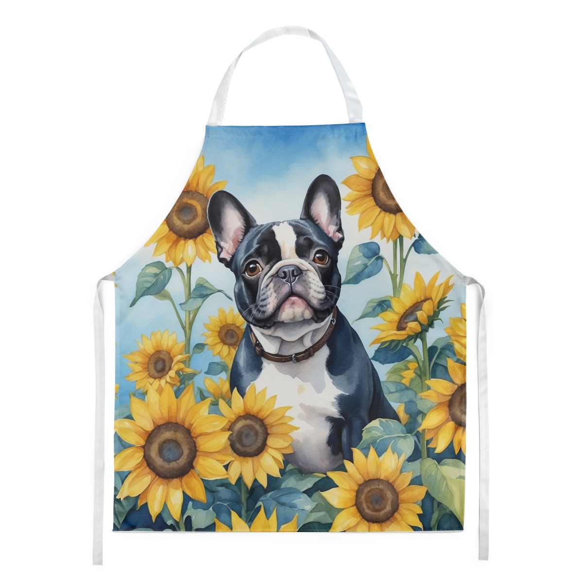 Picture of Carolines Treasures DAC6082APRON 30 x 27 in. French Bulldog in Sunflowers Apron