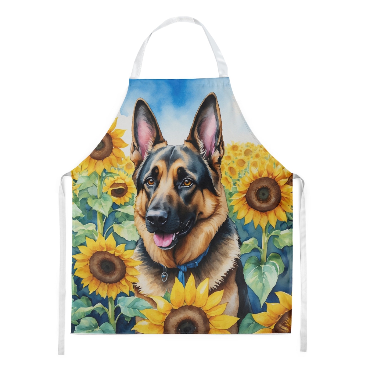 Picture of Carolines Treasures DAC6084APRON 30 x 27 in. German Shepherd in Sunflowers Apron