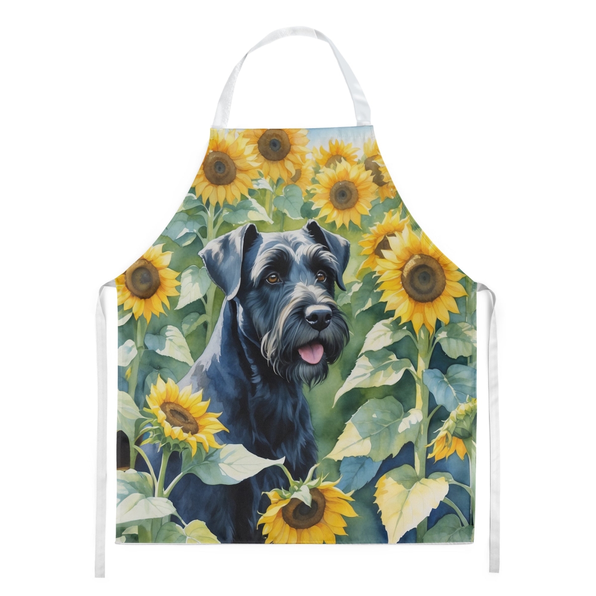 Picture of Carolines Treasures DAC6087APRON 30 x 27 in. Giant Schnauzer in Sunflowers Apron