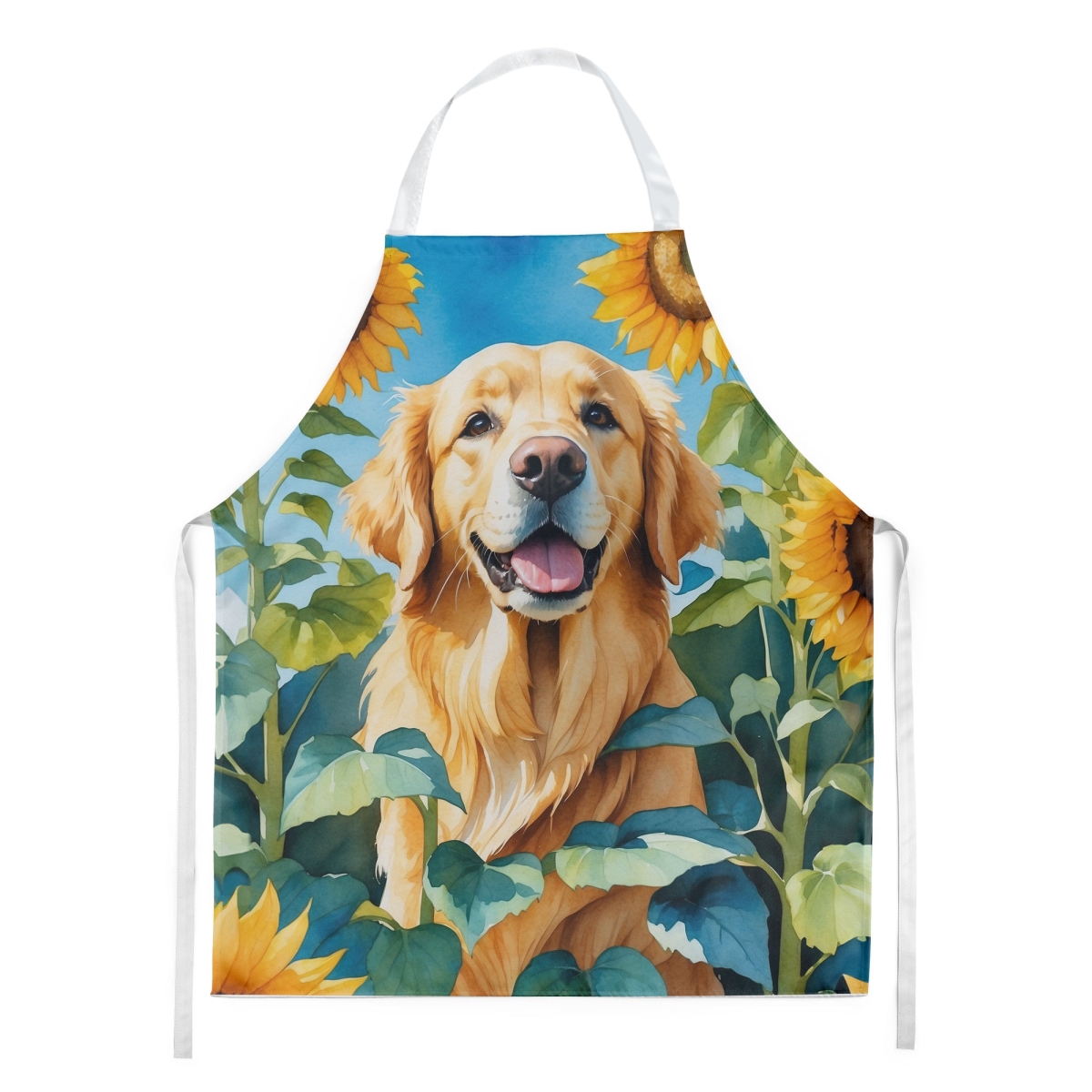 Picture of Carolines Treasures DAC6088APRON 30 x 27 in. Golden Retriever in Sunflowers Apron