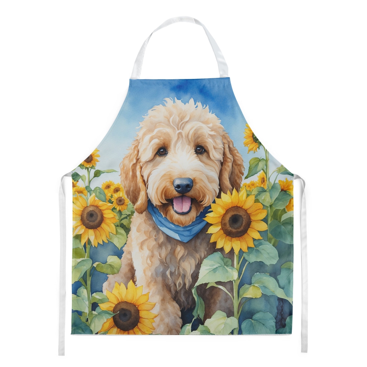 Picture of Carolines Treasures DAC6089APRON 30 x 27 in. Goldendoodle in Sunflowers Apron