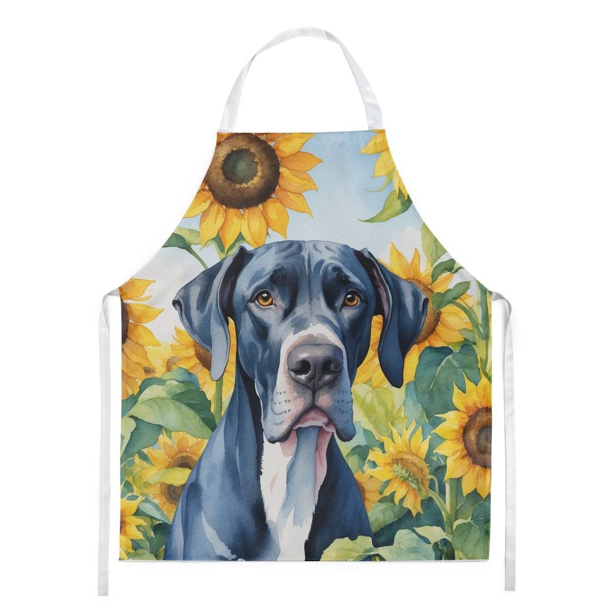 Picture of Carolines Treasures DAC6091APRON 30 x 27 in. Great Dane in Sunflowers Apron