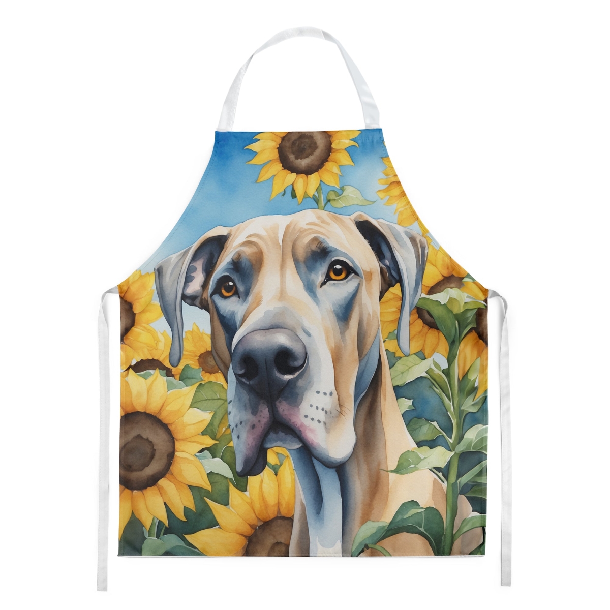 Picture of Carolines Treasures DAC6092APRON 30 x 27 in. Great Dane in Sunflowers Apron