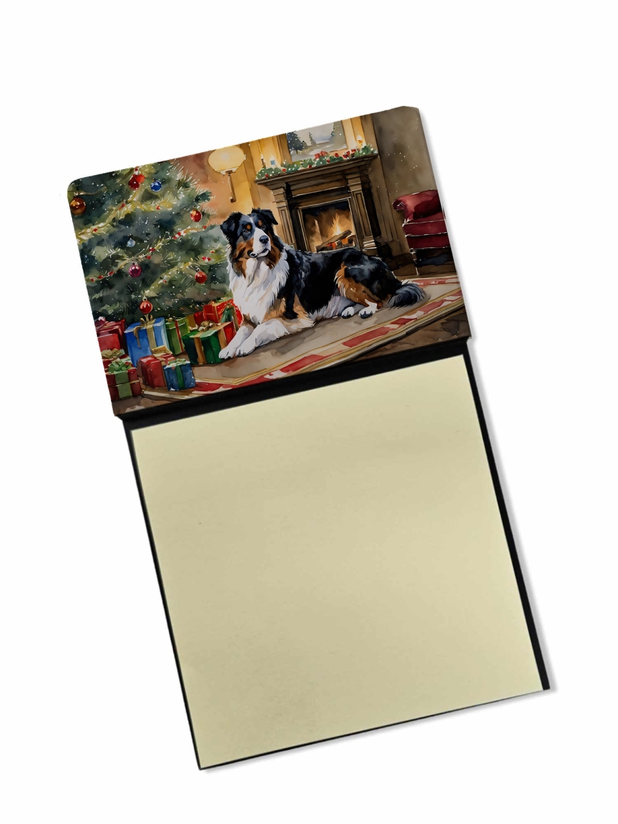 DAC2600SN 5.25 x 3.25 in. Australian Shepherd Cozy Christmas Sticky Note Holder