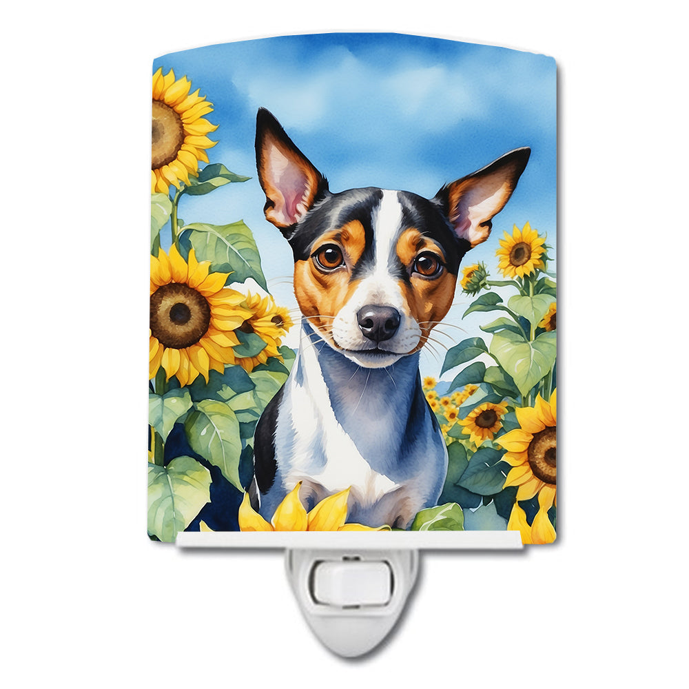DAC6147CNL 6 x 4 in. Rat Terrier in Sunflowers Ceramic Night Light