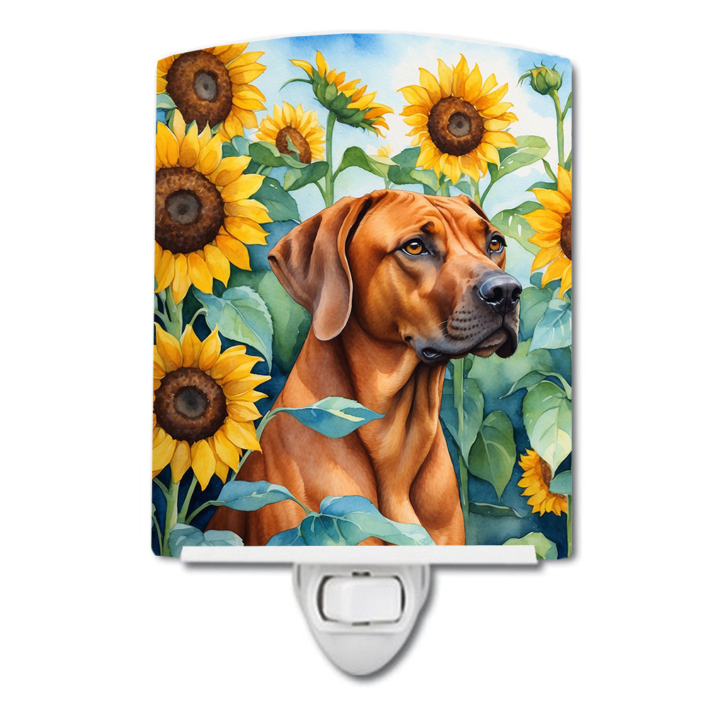 DAC6149CNL 6 x 4 in. Rhodesian Ridgeback in Sunflowers Ceramic Night Light