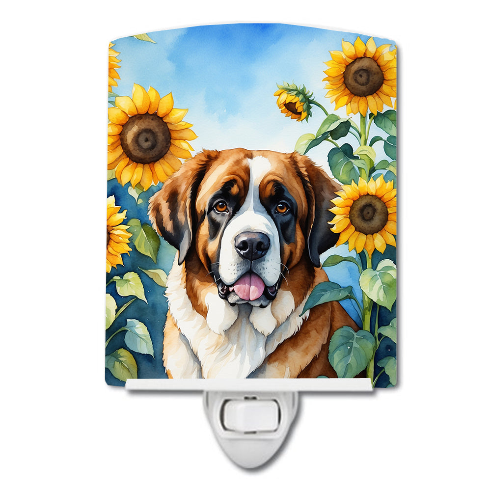 DAC6151CNL 6 x 4 in. Saint Bernard in Sunflowers Ceramic Night Light