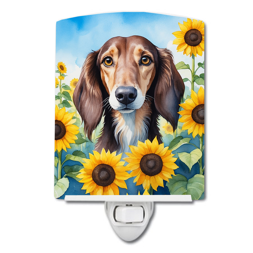 DAC6152CNL 6 x 4 in. Saluki in Sunflowers Ceramic Night Light