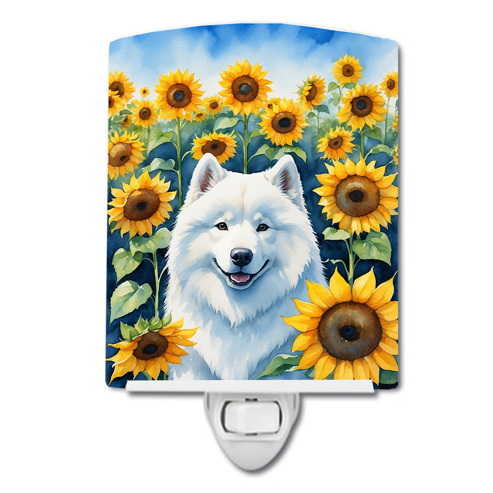 DAC6154CNL 6 x 4 in. Samoyed in Sunflowers Ceramic Night Light