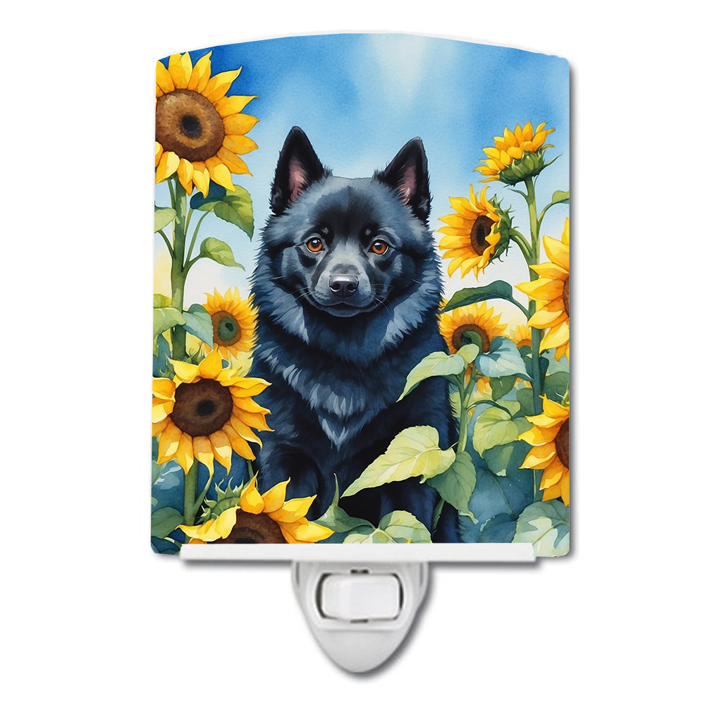 DAC6155CNL 6 x 4 in. Schipperke in Sunflowers Ceramic Night Light