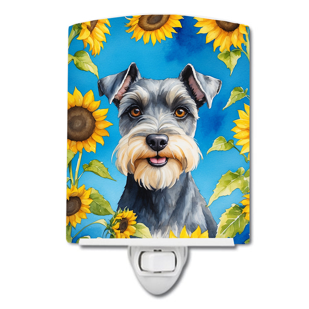 DAC6156CNL 6 x 4 in. Schnauzer in Sunflowers Ceramic Night Light