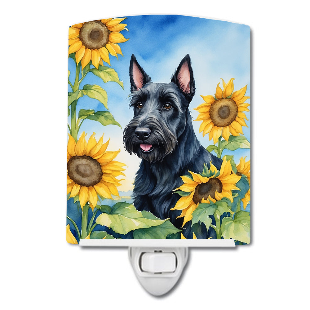 DAC6158CNL 6 x 4 in. Scottish Terrier in Sunflowers Ceramic Night Light