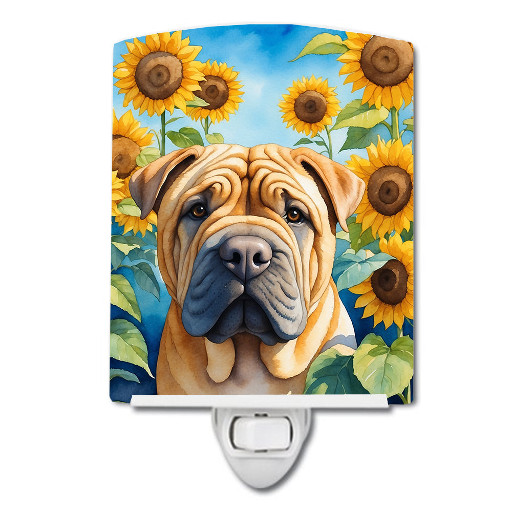 DAC6159CNL 6 x 4 in. Shar Pei in Sunflowers Ceramic Night Light