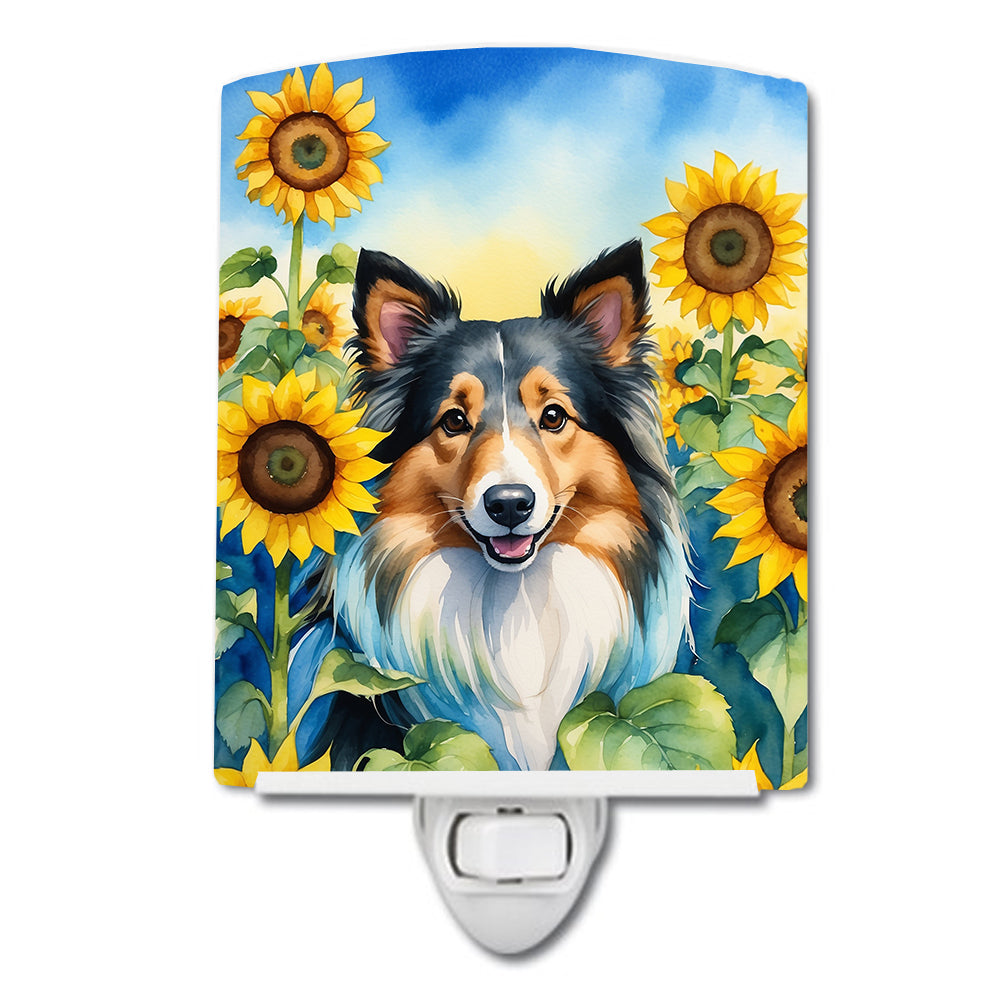 DAC6160CNL 6 x 4 in. Sheltie in Sunflowers Ceramic Night Light