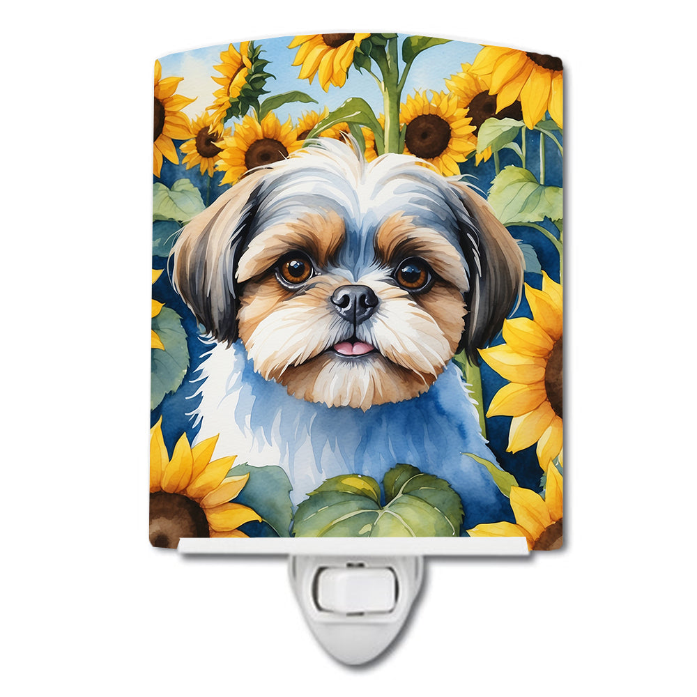 DAC6162CNL 6 x 4 in. Shih Tzu in Sunflowers Ceramic Night Light