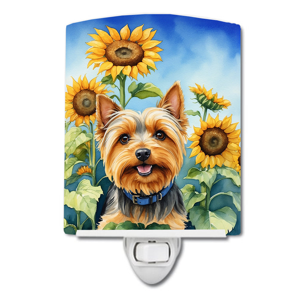 DAC6165CNL 6 x 4 in. Silky Terrier in Sunflowers Ceramic Night Light