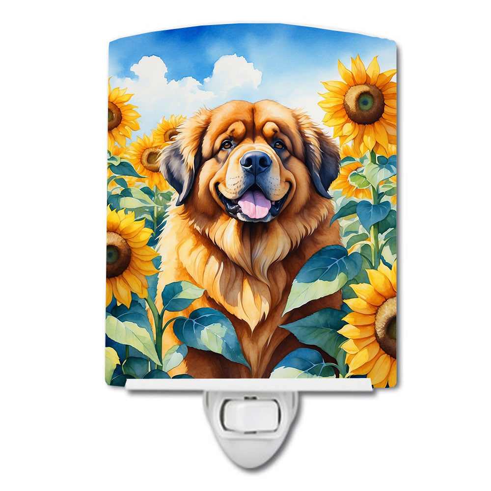 6 x 4 in. Tibetan Mastiff in Sunflowers Ceramic Night Light