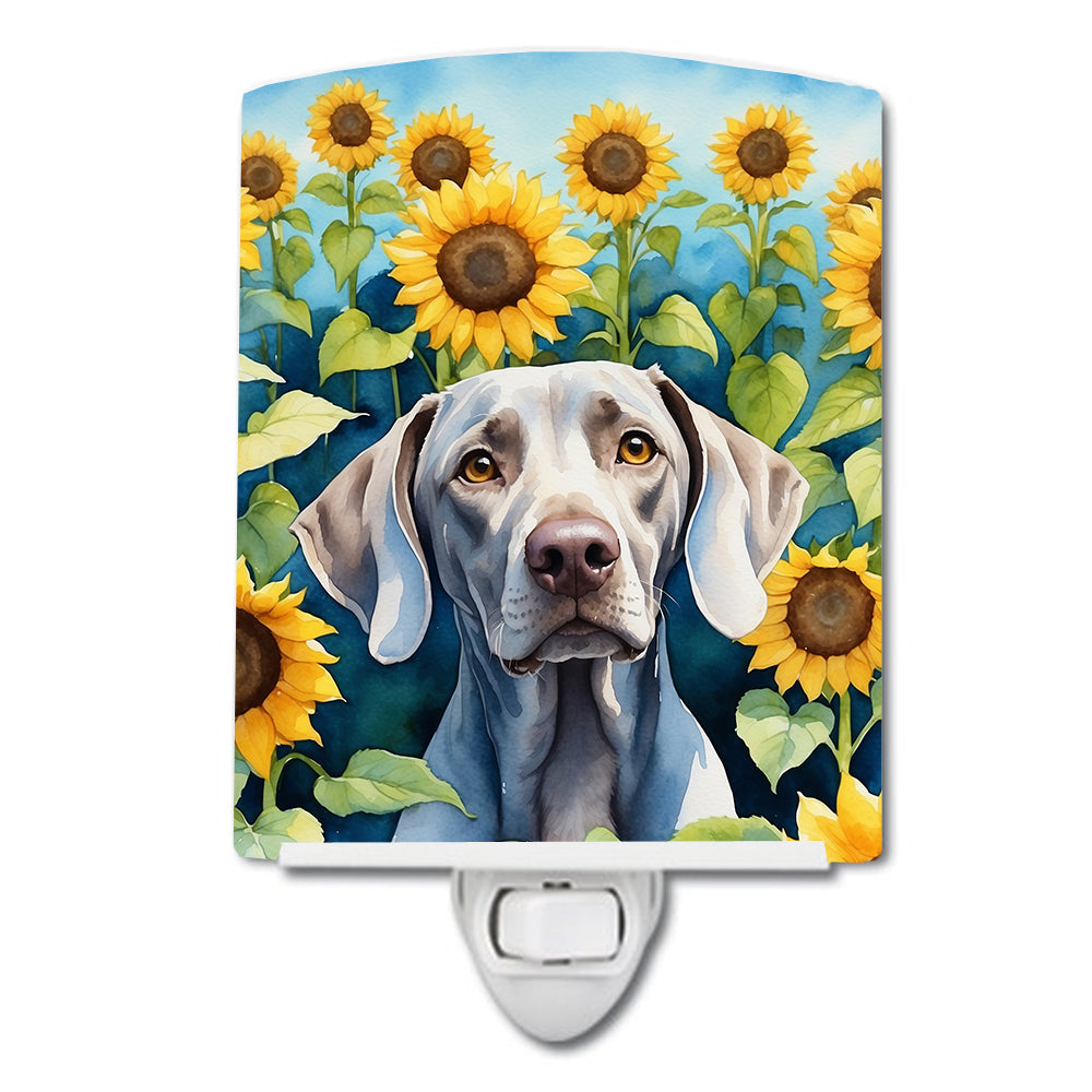 DAC6170CNL 6 x 4 in. Weimaraner in Sunflowers Ceramic Night Light