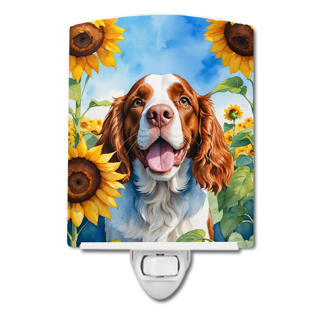DAC6171CNL 6 x 4 in. Welsh Springer Spaniel in Sunflowers Ceramic Night Light