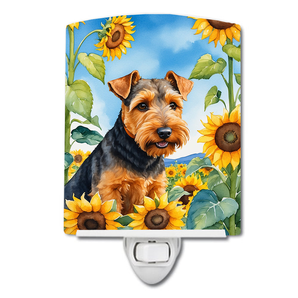 DAC6172CNL 6 x 4 in. Welsh Terrier in Sunflowers Ceramic Night Light