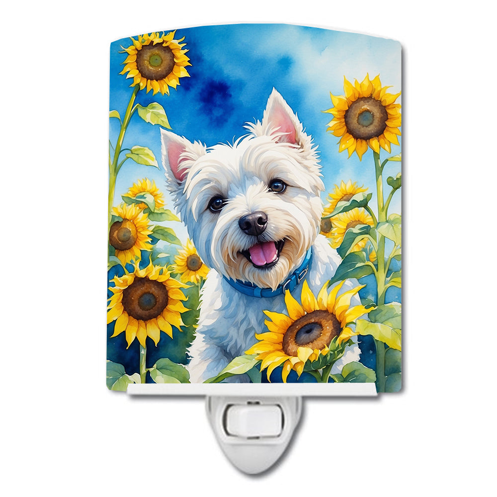 DAC6174CNL 6 x 4 in. Westie in Sunflowers Ceramic Night Light