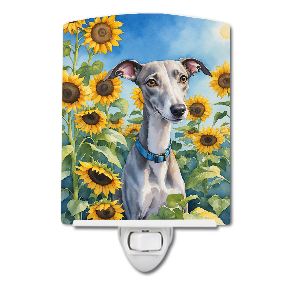 DAC6176CNL 6 x 4 in. Whippet in Sunflowers Ceramic Night Light