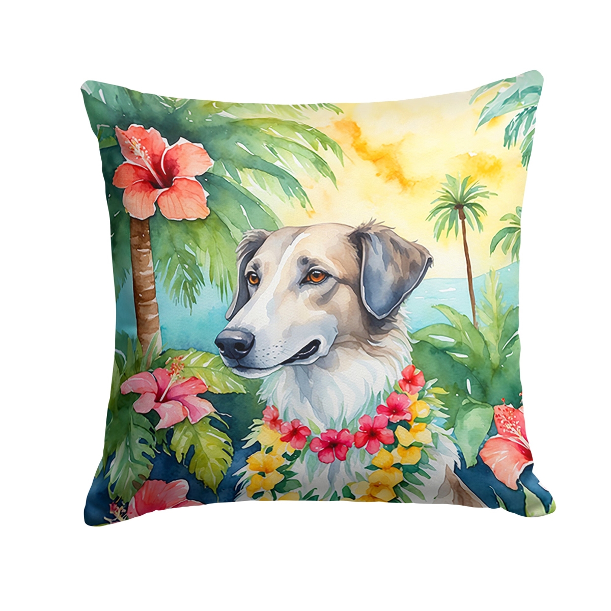 DAC6380PW1414 14 x 14 in. Borzoi Luau Throw Pillow