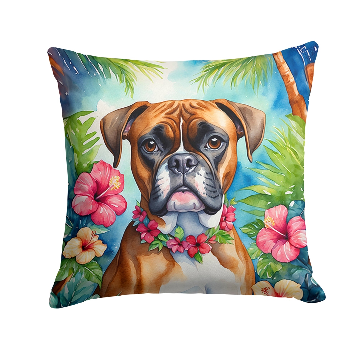 DAC6388PW1414 14 x 14 in. Boxer Luau Throw Pillow