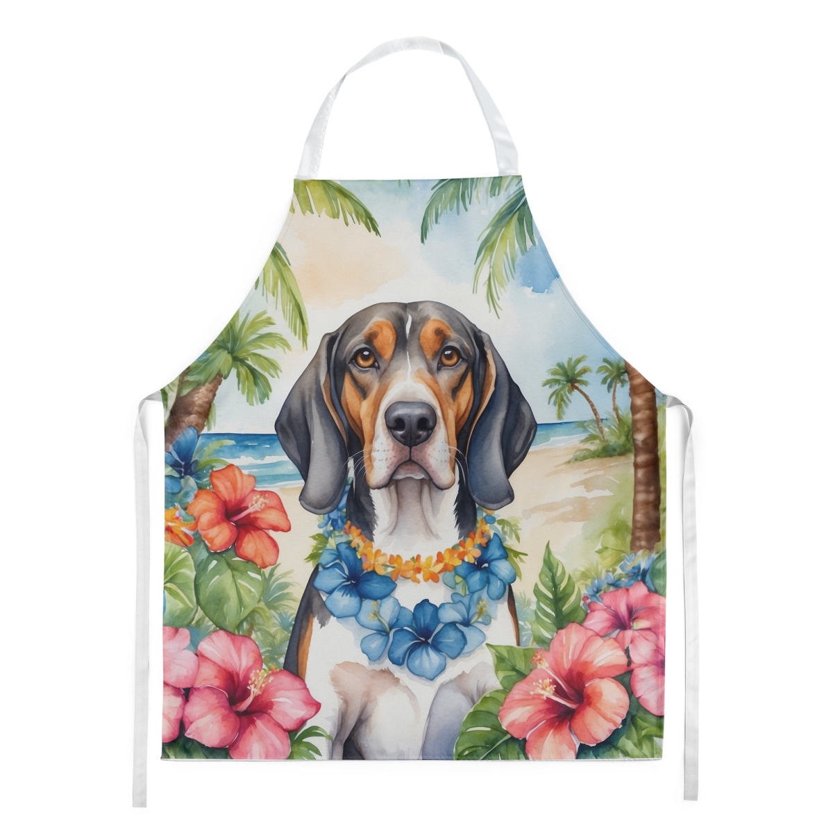 Picture of Carolines Treasures DAC6351APRON 30 x 27 in. American English Coonhound Luau Apron