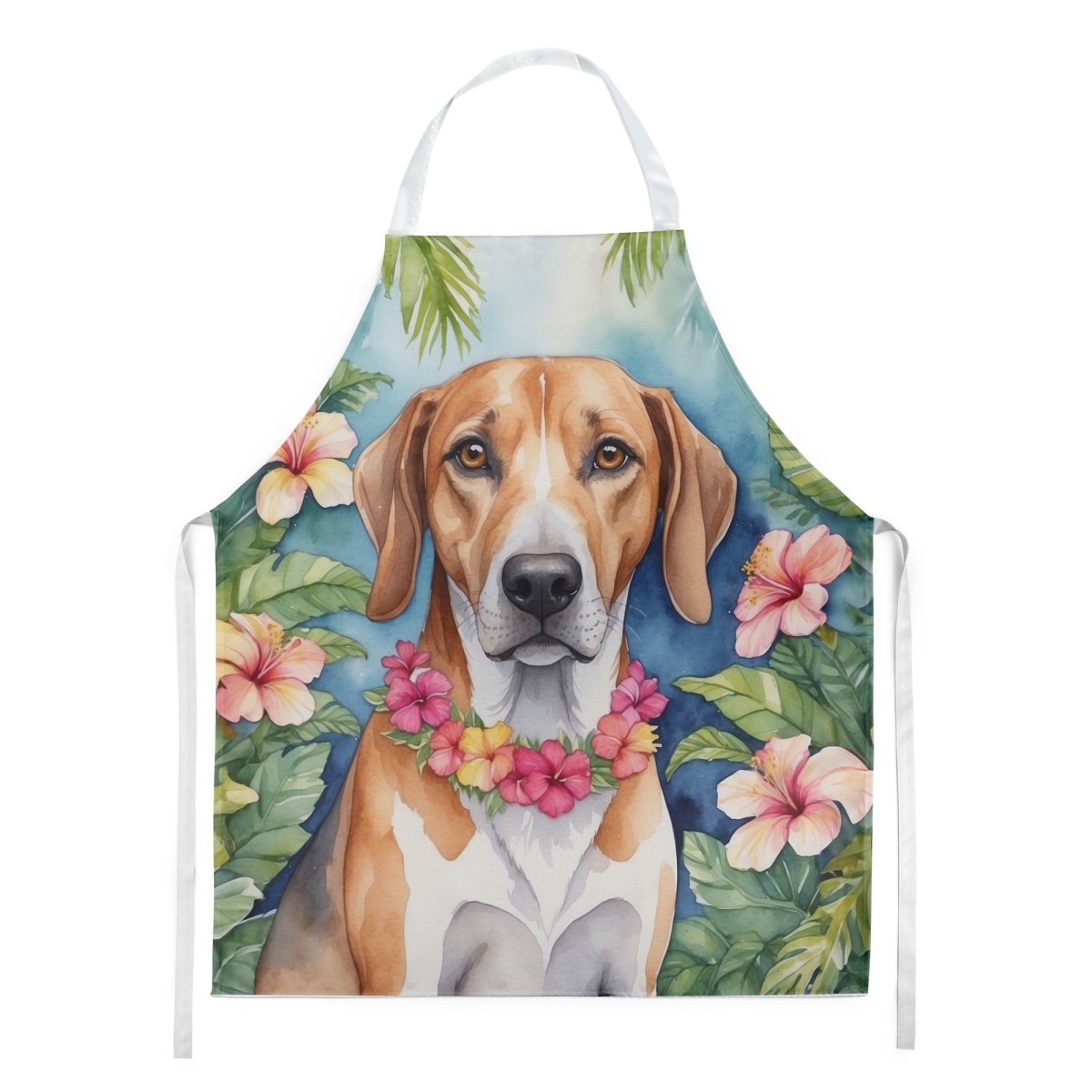 Picture of Carolines Treasures DAC6353APRON 30 x 27 in. American Foxhound Luau Apron