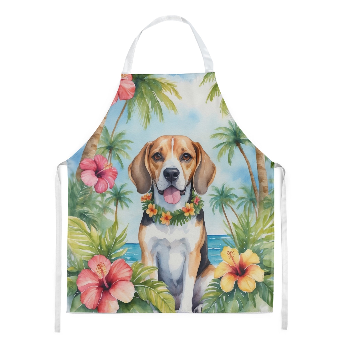 Picture of Carolines Treasures DAC6362APRON 30 x 27 in. Beagle Luau Apron
