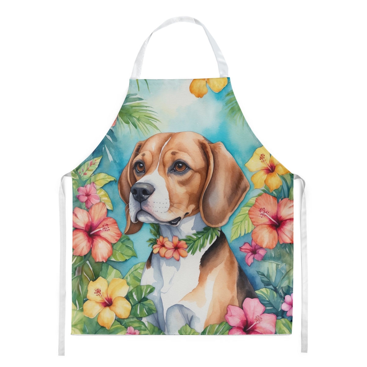 Picture of Carolines Treasures DAC6363APRON 30 x 27 in. Beagle Luau Apron