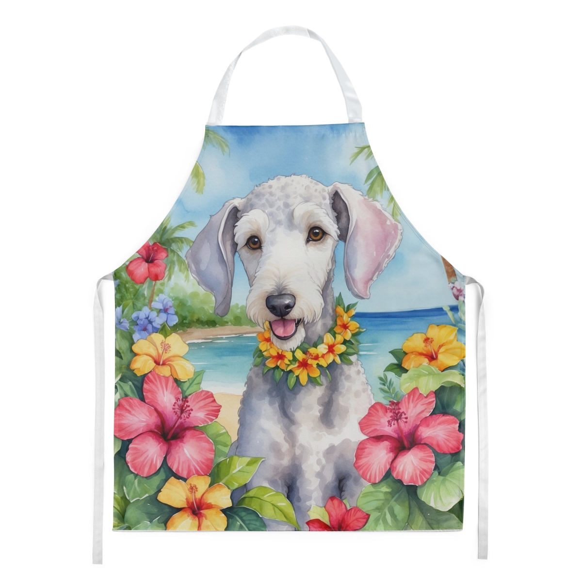 Picture of Carolines Treasures DAC6365APRON 30 x 27 in. Bedlington Terrier Luau Apron