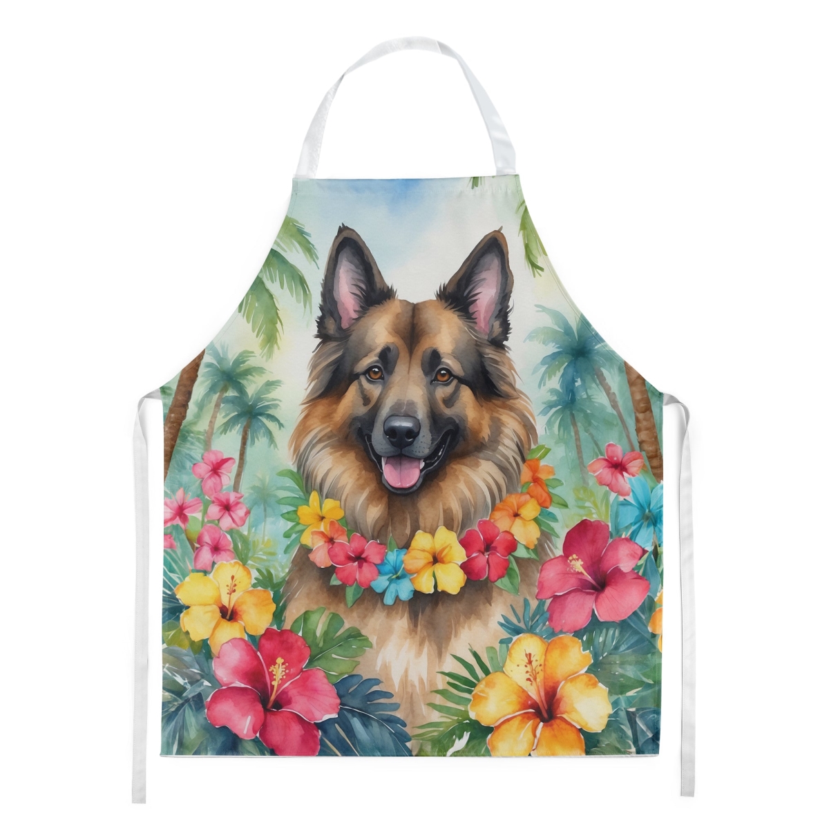 Picture of Carolines Treasures DAC6368APRON 30 x 27 in. Belgian Tervuren Luau Apron
