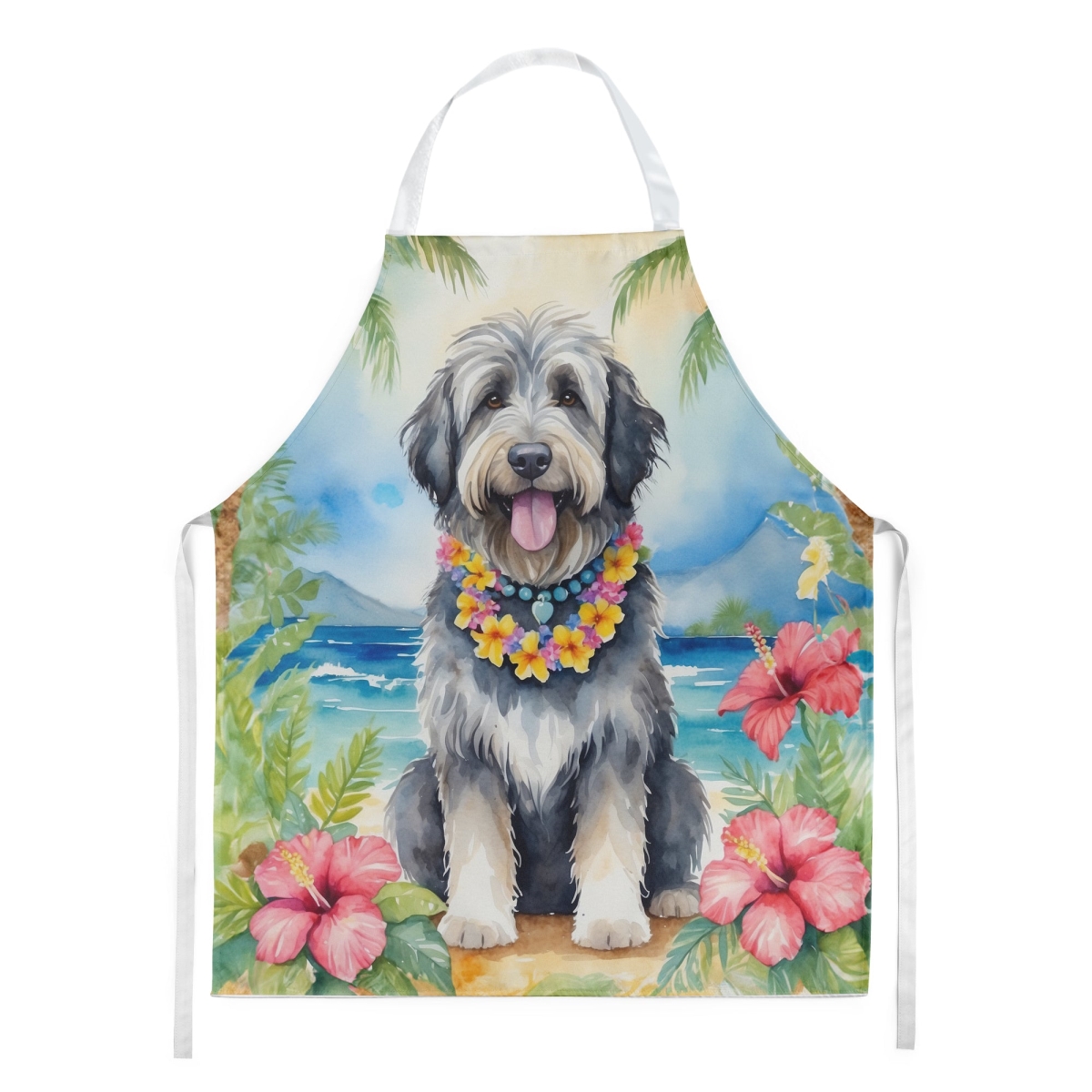 Picture of Carolines Treasures DAC6369APRON 30 x 27 in. Bergamasco Sheepdog Luau Apron