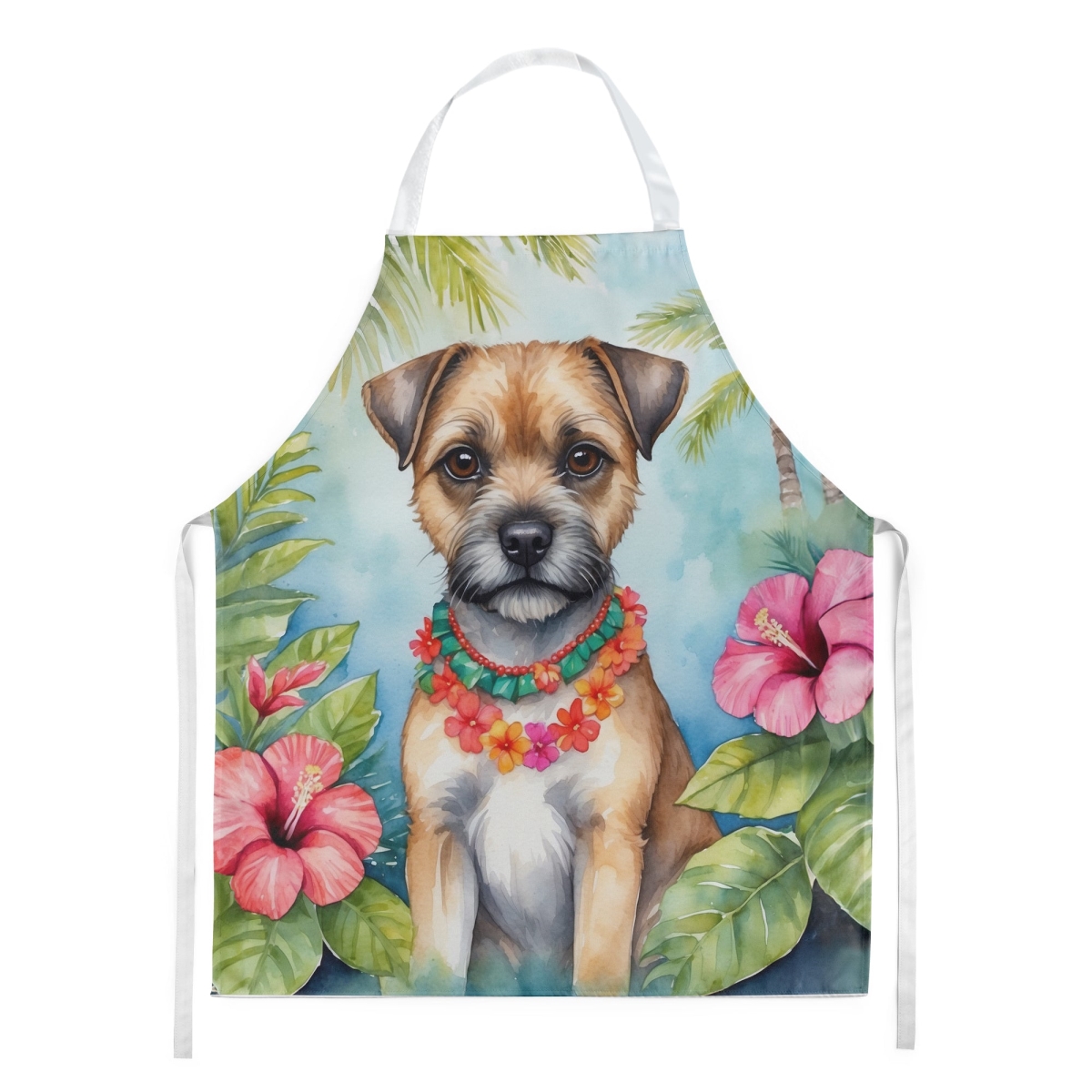 Picture of Carolines Treasures DAC6378APRON 30 x 27 in. Border Terrier Luau Apron