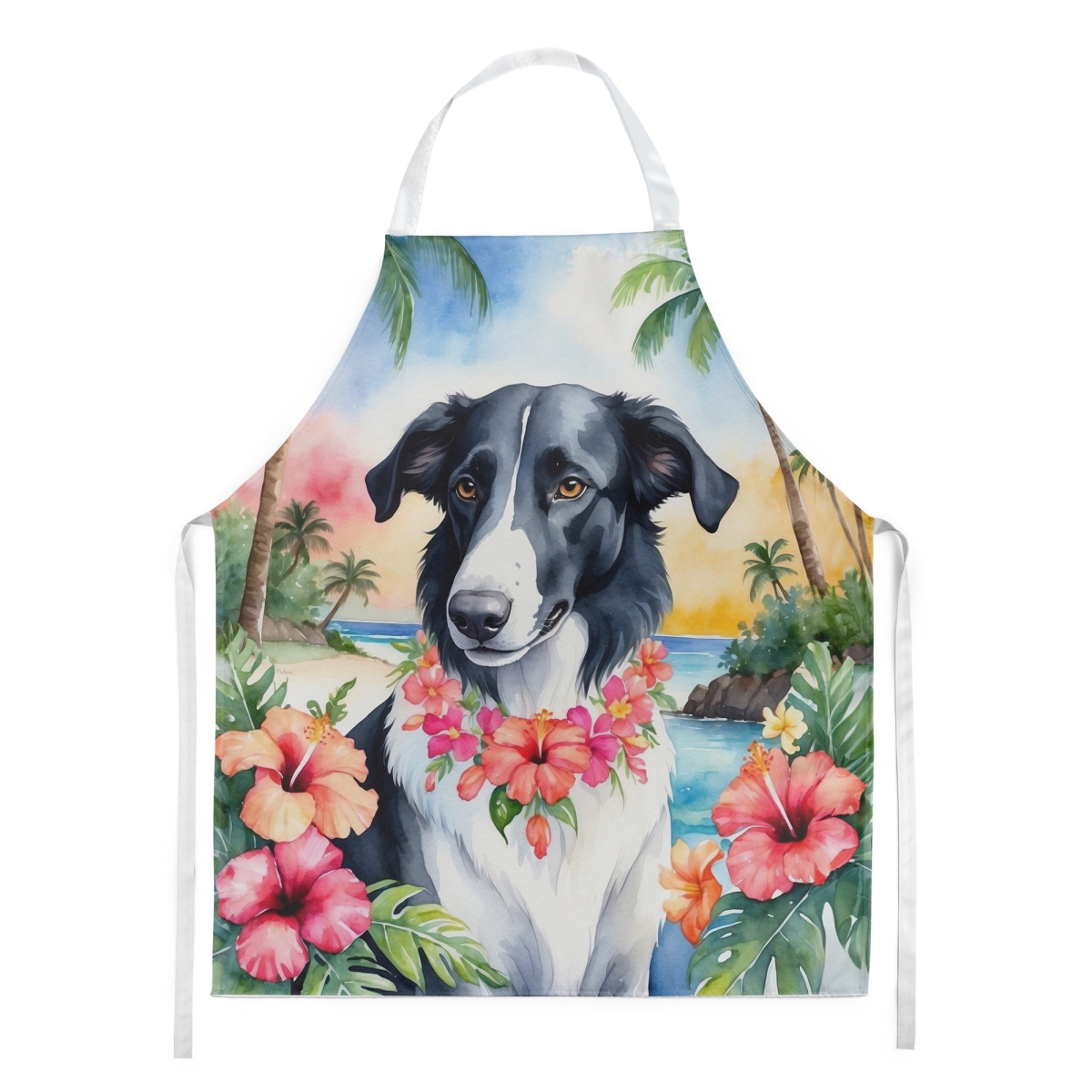 Picture of Carolines Treasures DAC6379APRON 30 x 27 in. Borzoi Luau Apron