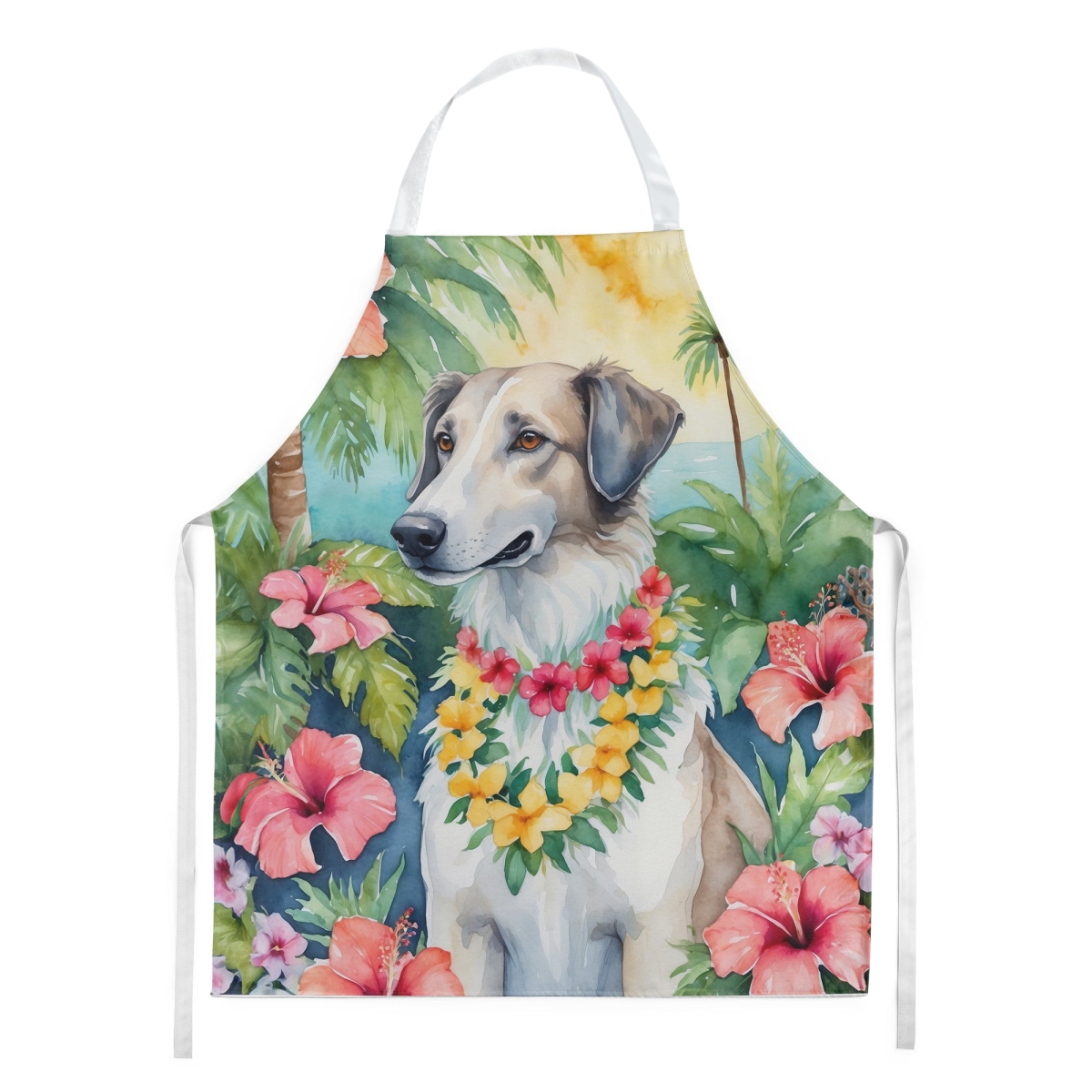 Picture of Carolines Treasures DAC6380APRON 30 x 27 in. Borzoi Luau Apron