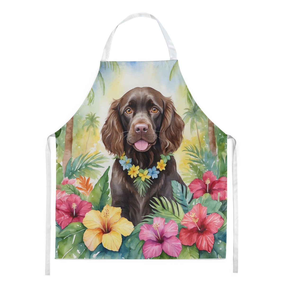 Picture of Carolines Treasures DAC6390APRON 30 x 27 in. Boykin Spaniel Luau Apron