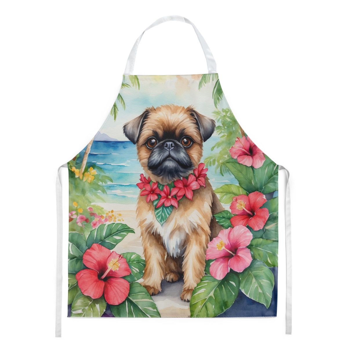 Picture of Carolines Treasures DAC6392APRON 30 x 27 in. Brussels Griffon Luau Apron
